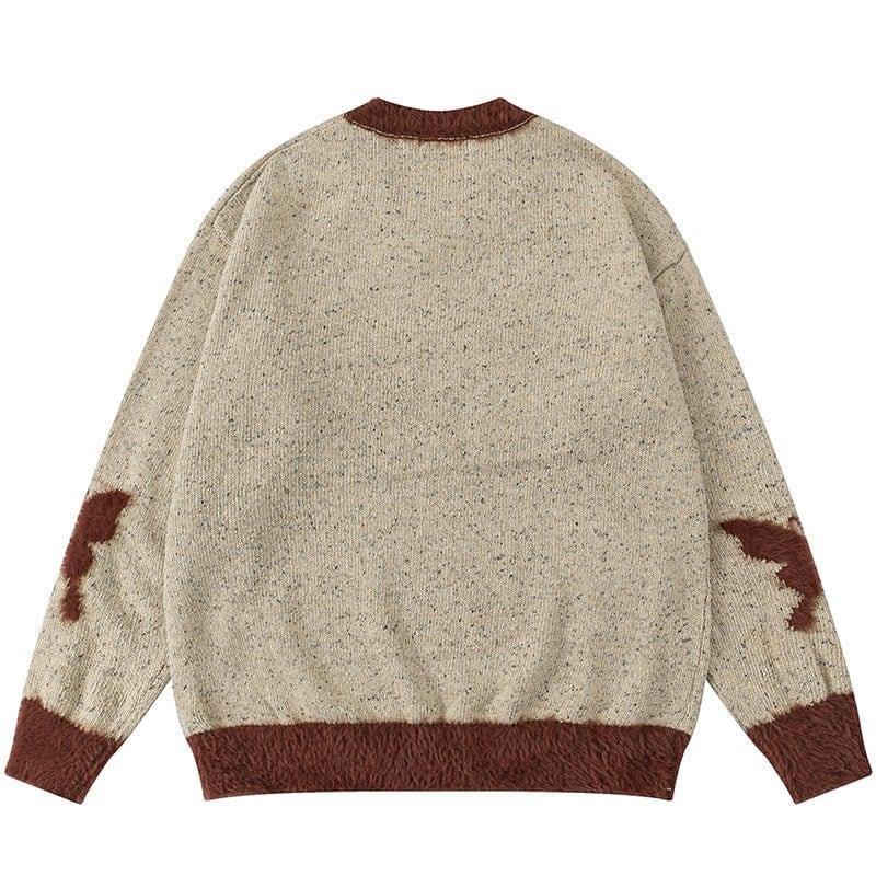 Tntwear® Fleece V-Neck Knit Sweater Butterfly - tntwear1