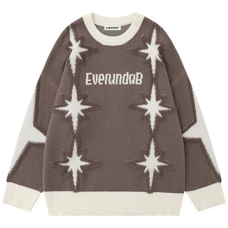 Tntwear® Chic Crew Neck Sweater with Star - tntwear1
