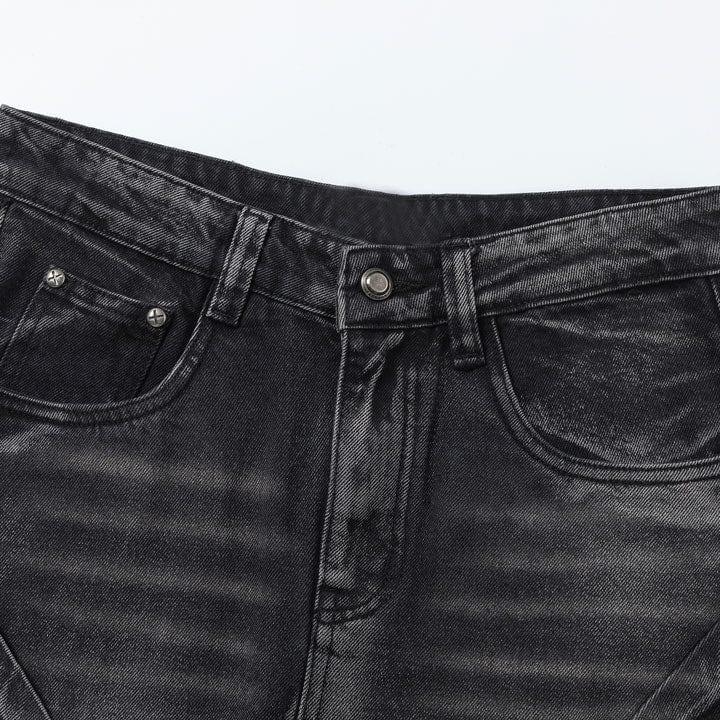 Tntwear® Baggy Washed Jeans Pleated Patchwork - tntwear1