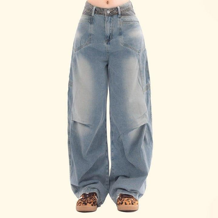 Tntwear® Faded Wash Jeans Side Pleated - tntwear1
