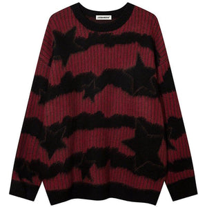Tntwear® Cozy Mohair Knit Sweater with Chunky Star - tntwear1
