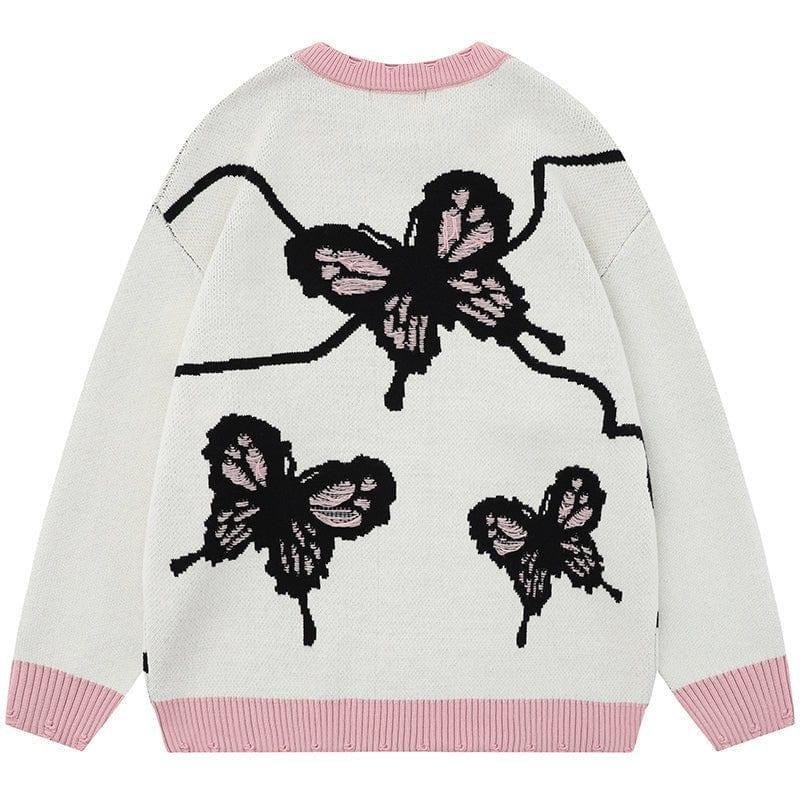 Tntwear® Ripped Jacquard Sweater Butterfly - tntwear1