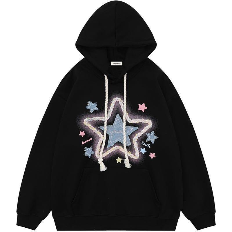 Tntwear® Chic Hoodie Star Denim Patch - tntwear1