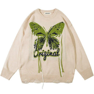 Tntwear® Distressed Y2K Knit Sweater Butterfly - tntwear1
