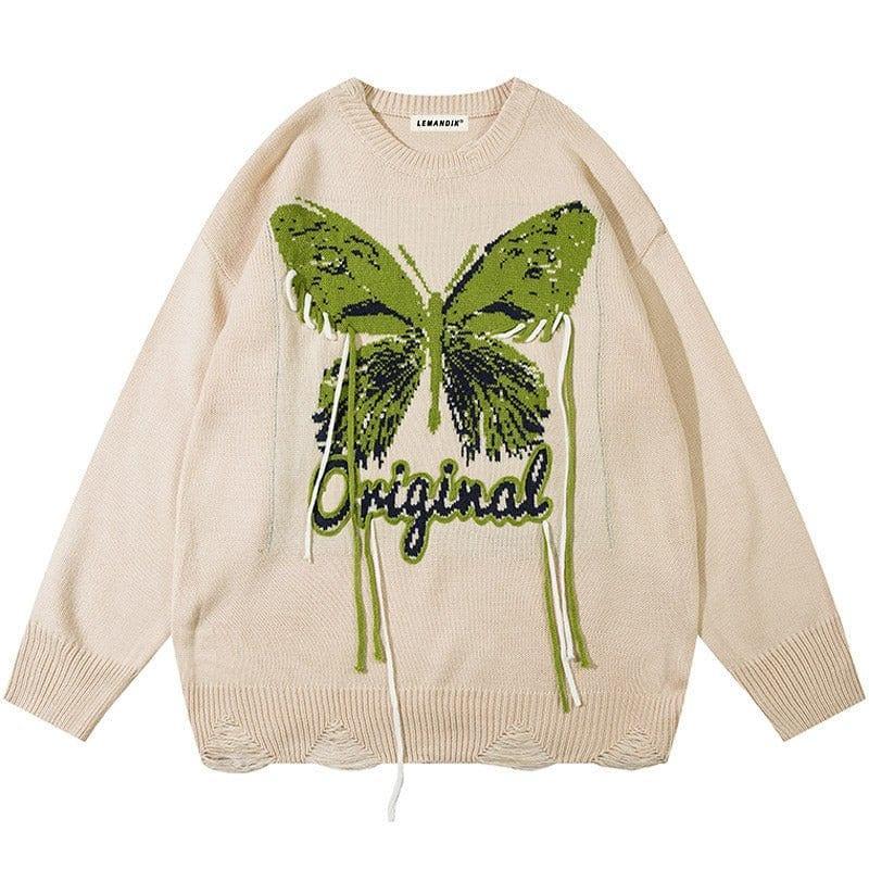 Tntwear® Distressed Y2K Knit Sweater Butterfly - tntwear1