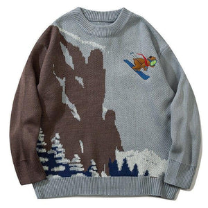 Tntwear® Retro Knit Sweater Ski Bear - tntwear1
