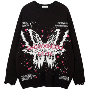 Tntwear® High Street Ripped Sweater Butterfly - tntwear1