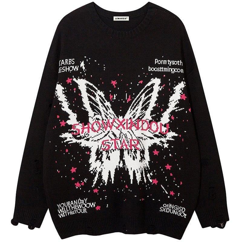 Tntwear® High Street Ripped Sweater Butterfly - tntwear1