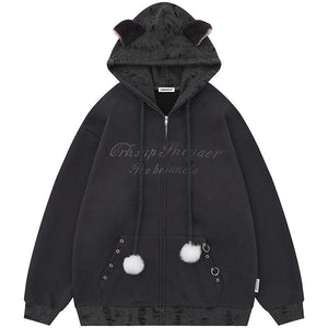 Tntwear® Sweet Zip Up Hoodie with Cat Ear - tntwear1