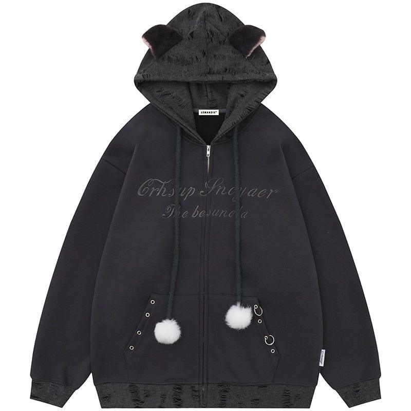 Tntwear® Sweet Zip Up Hoodie with Cat Ear - tntwear1