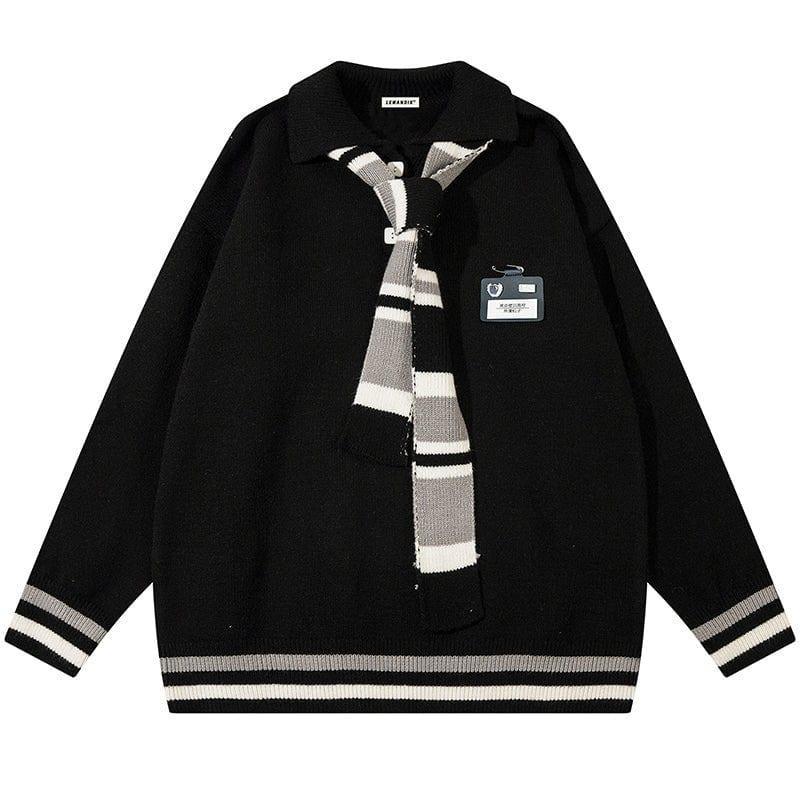 Tntwear® Preppy Style Knit Sweater Tie Neck - tntwear1