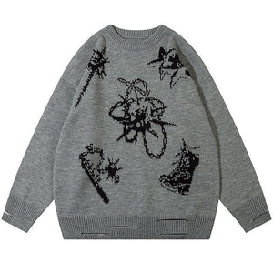 Tntwear® Oversize Knit Sweater Star Pattern - tntwear1