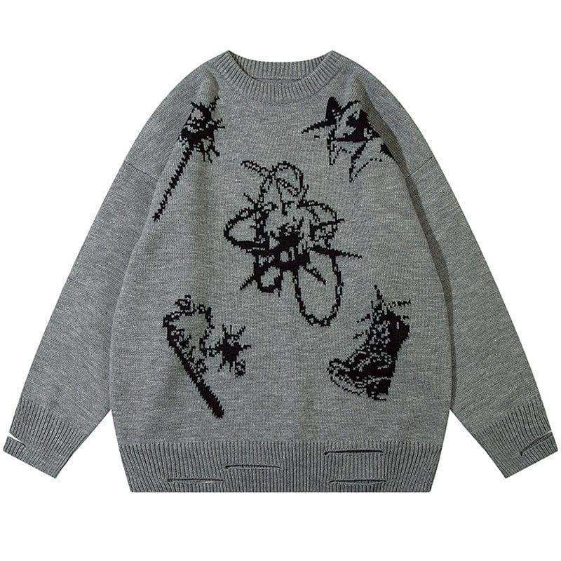 Tntwear® Oversize Knit Sweater Star Pattern - tntwear1