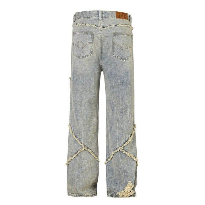 Tntwear® Distressed Frayed Washed Jeans - tntwear1