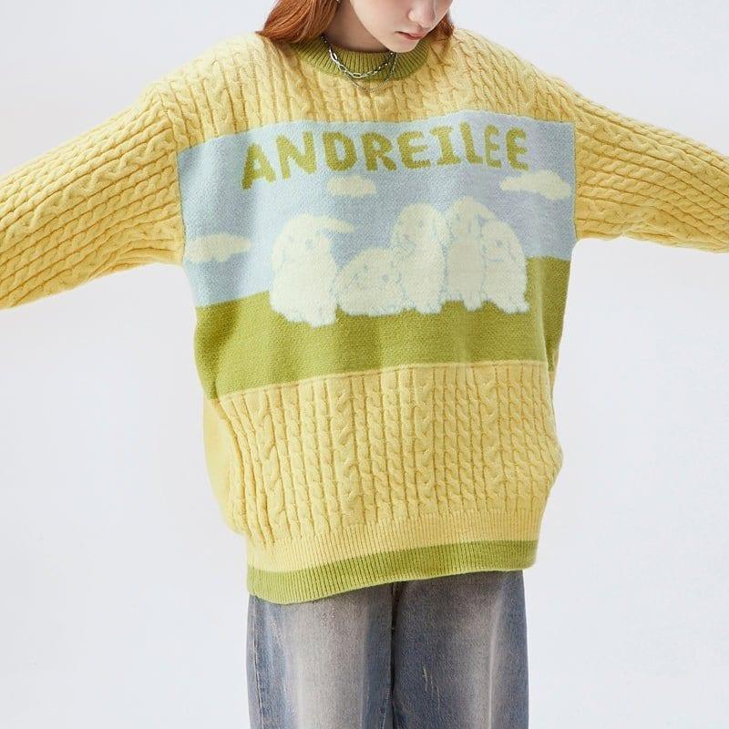 Tntwear Chunky Knit Sweater Rabbits - tntwear1