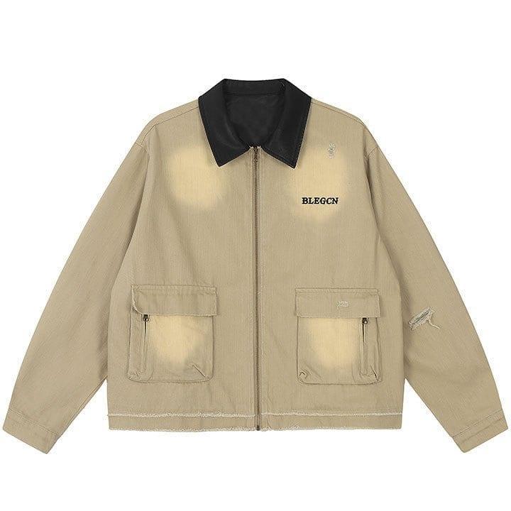 Tntwear® Solid Utility Patchwork Jacket - tntwear1