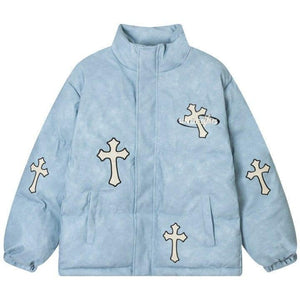 Tntwear® PU Leather Puffer Jacket Cross - tntwear1