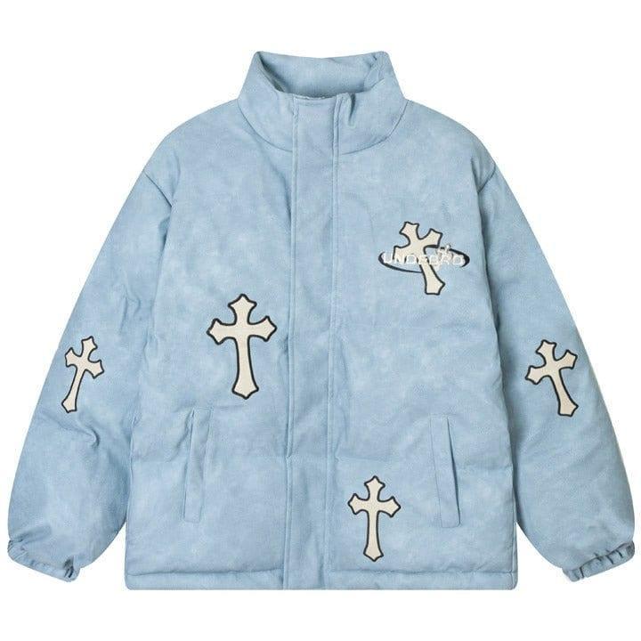 Tntwear® PU Leather Puffer Jacket Cross - tntwear1