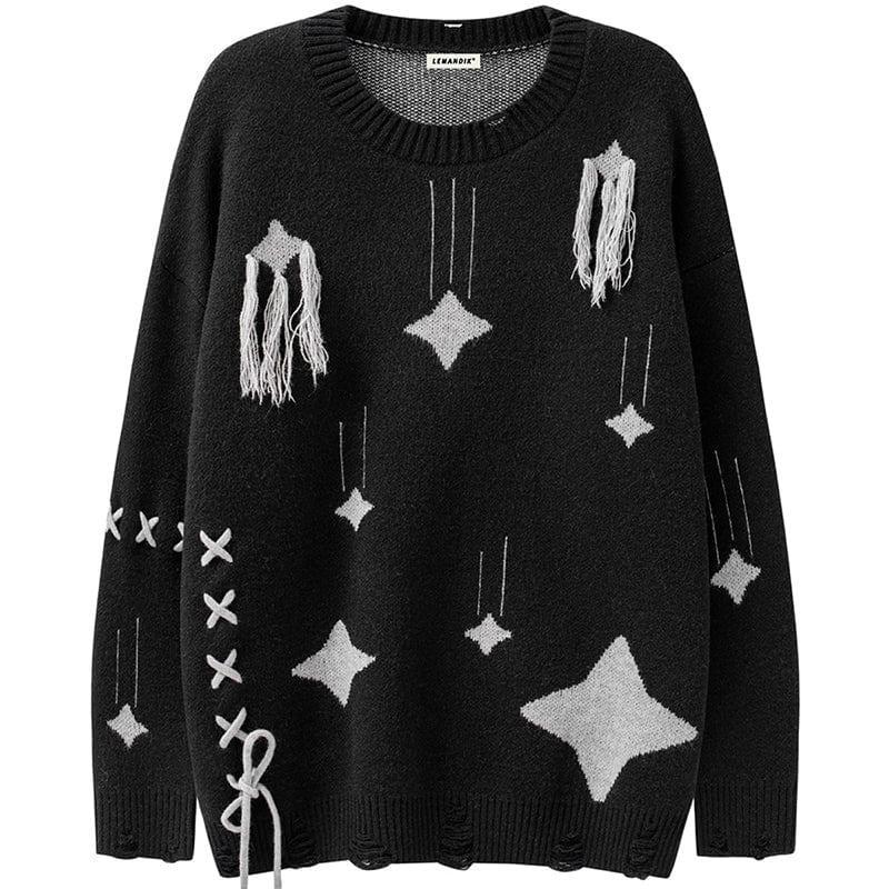 Tntwear® Ripped Knit Sweater Falling Stars - tntwear1
