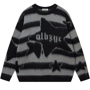 Tntwear® Fuzzy Striped Knit Sweater Star - tntwear1