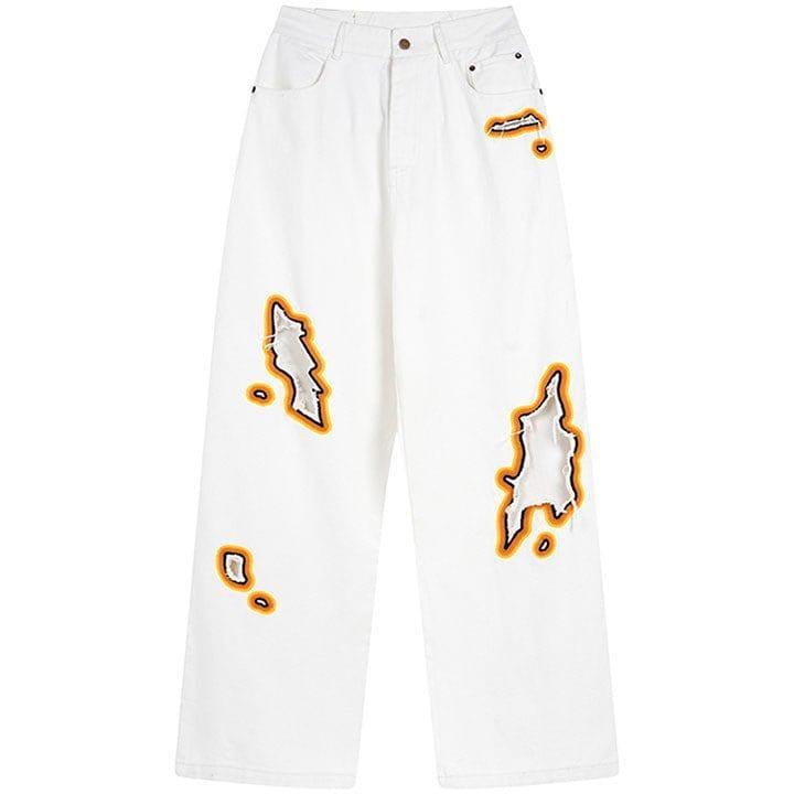 Tntwear® Baggy Straight Leg Jeans Flame - tntwear1