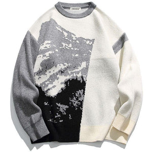 Tntwear® Crew Neck Jacquard Sweater Snow Mountain - tntwear1