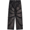 Tntwear® Distressed Wide Leg Jeans Spider Web - tntwear1