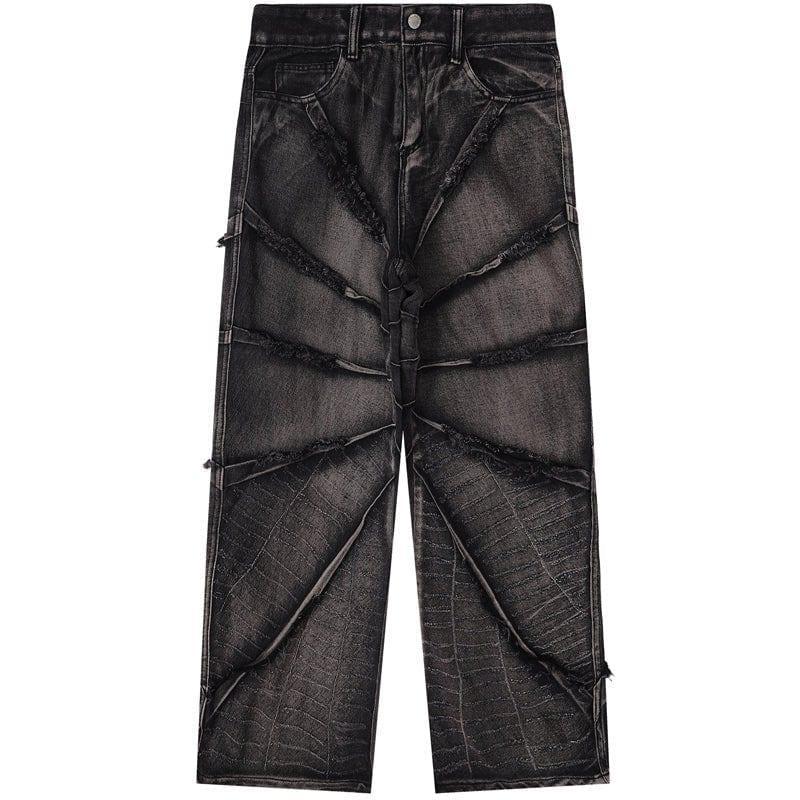 Tntwear® Distressed Wide Leg Jeans Spider Web - tntwear1
