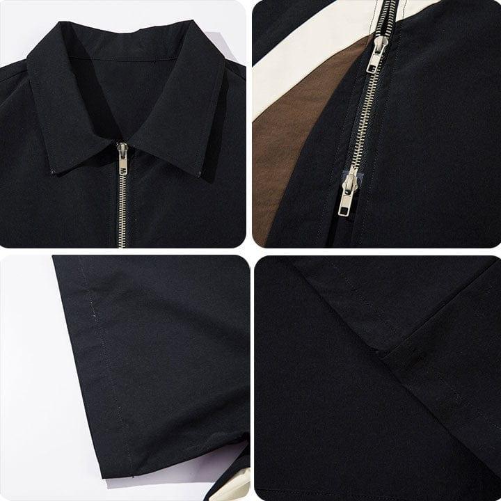 Tntwear® Retro Color Block Zip-Up Shirt - tntwear1