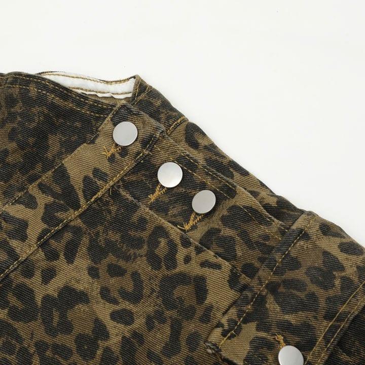 Tntwear® Leopard Patchwork Jeans Overall - tntwear1