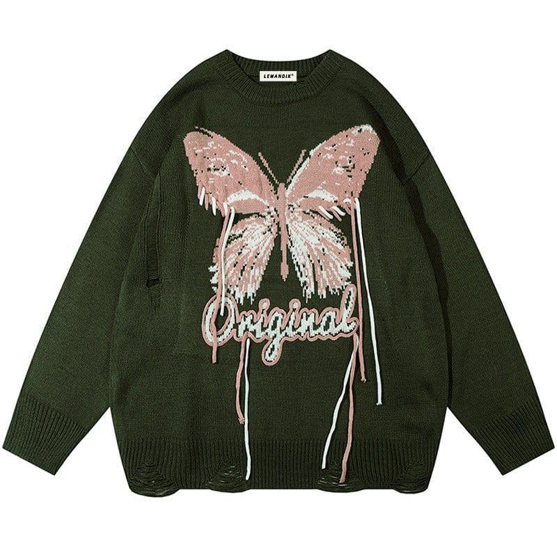 Tntwear® Distressed Y2K Knit Sweater Butterfly - tntwear1