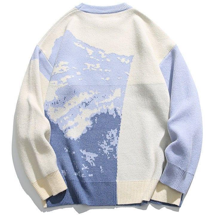 Tntwear® Crew Neck Jacquard Sweater Snow Mountain - tntwear1