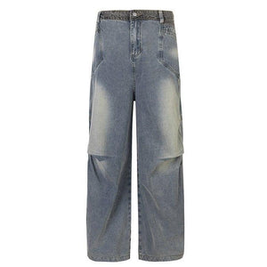 Tntwear® Faded Wash Jeans Side Pleated - tntwear1