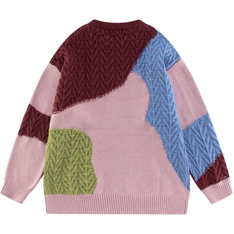 Tntwear® Chunky Knit Sweater Color Block - tntwear1
