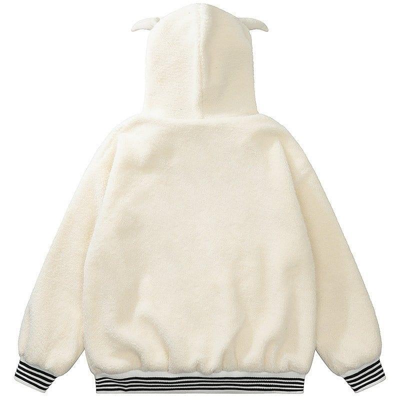 Tntwear® Hooded Sherpa Jacket with Devil Horn - tntwear1