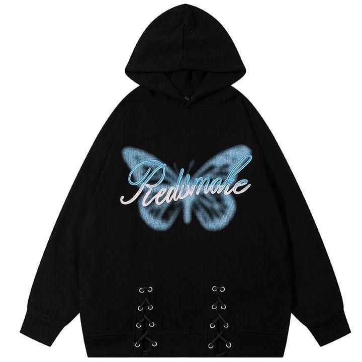 Tntwear® Lace Up Pullover Hoodie Butterfly - tntwear1
