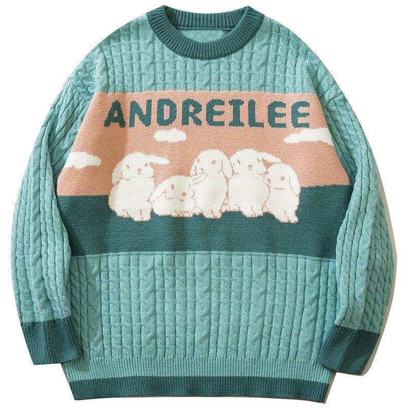 Tntwear Chunky Knit Sweater Rabbits - tntwear1
