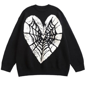 Tntwear® Knitted Sweater Spider Web Heart - tntwear1