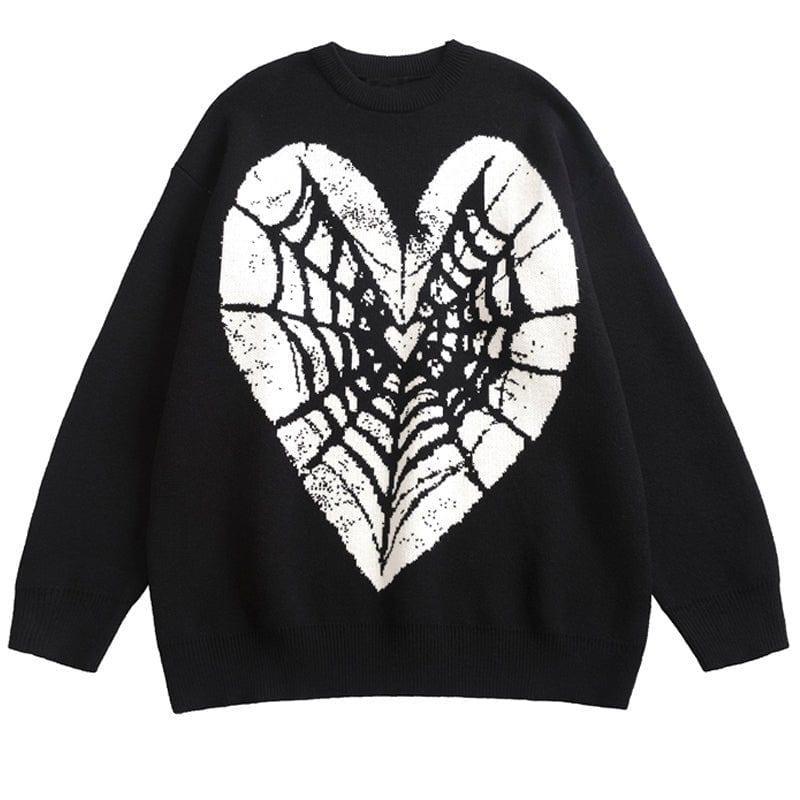 Tntwear® Knitted Sweater Spider Web Heart - tntwear1
