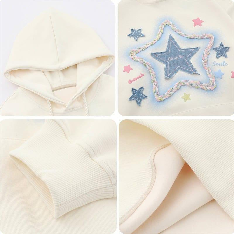 Tntwear® Chic Hoodie Star Denim Patch - tntwear1