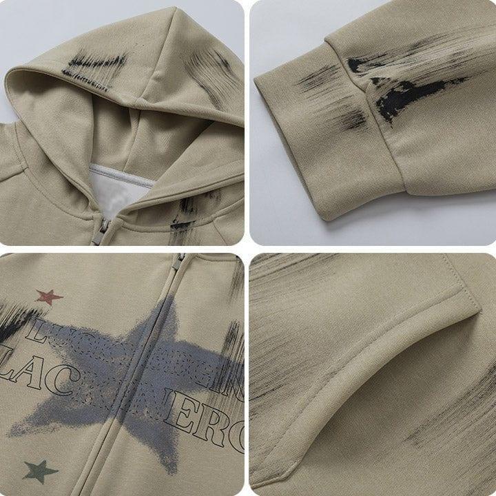 Tntwear® Star Print Zip-Up Hoodie - tntwear1