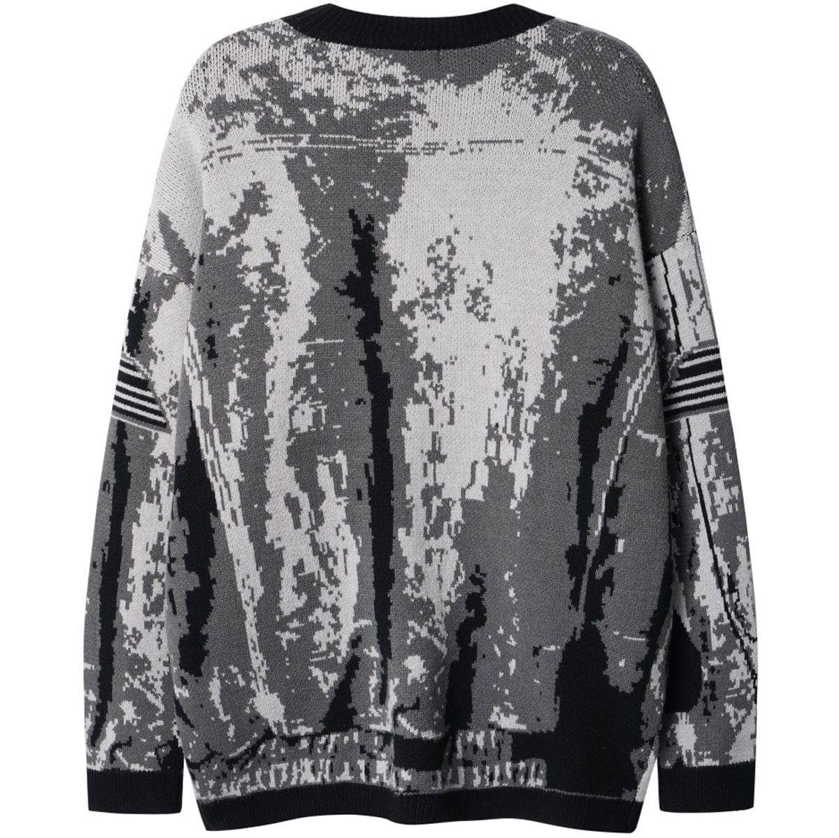 Tntwear® Grey Gradient Jacquard Sweater - tntwear1