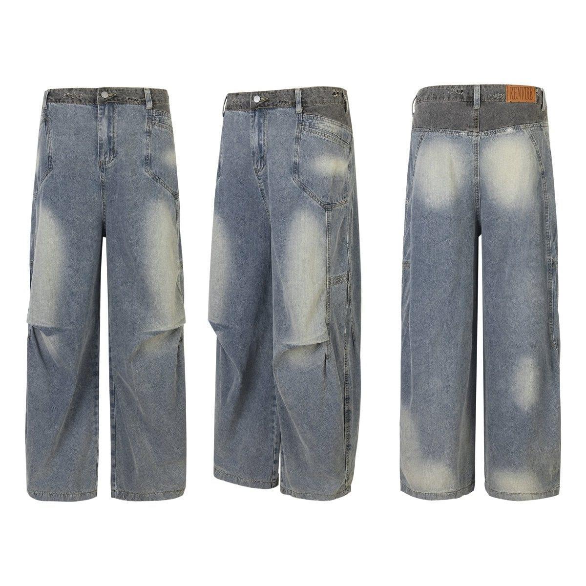 Tntwear® Faded Wash Jeans Side Pleated - tntwear1