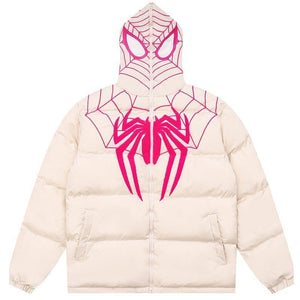 Tntwear® Hooded Puffer Winter Coat Spider Web - tntwear1