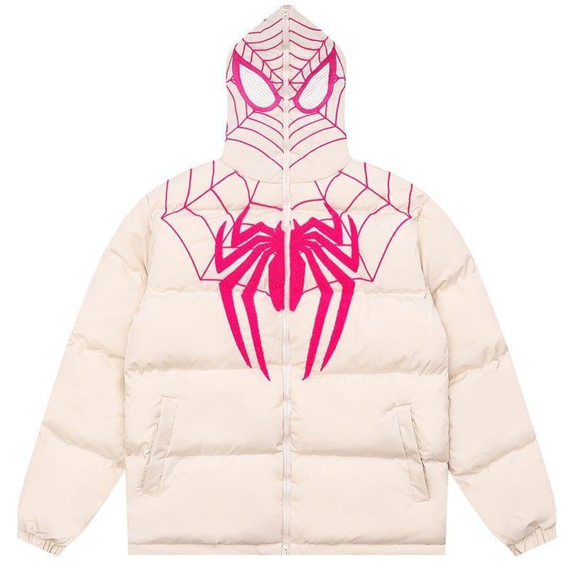 Tntwear® Hooded Puffer Winter Coat Spider Web - tntwear1