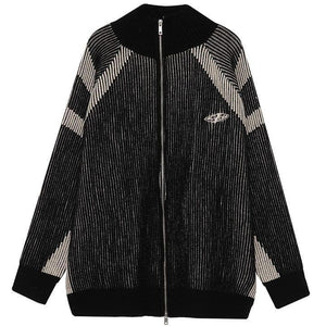 Tntwear® Chunky Striped Knit Cardigan Sweater - tntwear1