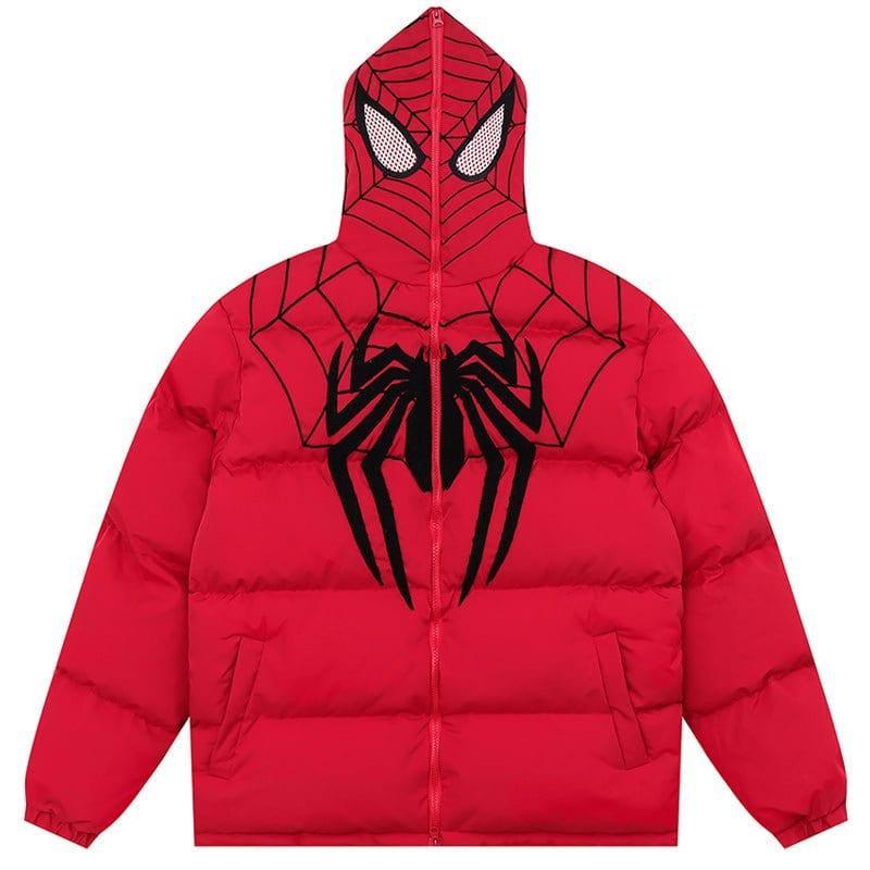 Tntwear® Hooded Puffer Winter Coat Spider Web - tntwear1