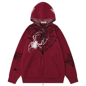 Tntwear® Gothic Hooded Knit Sweater Spider Web - tntwear1