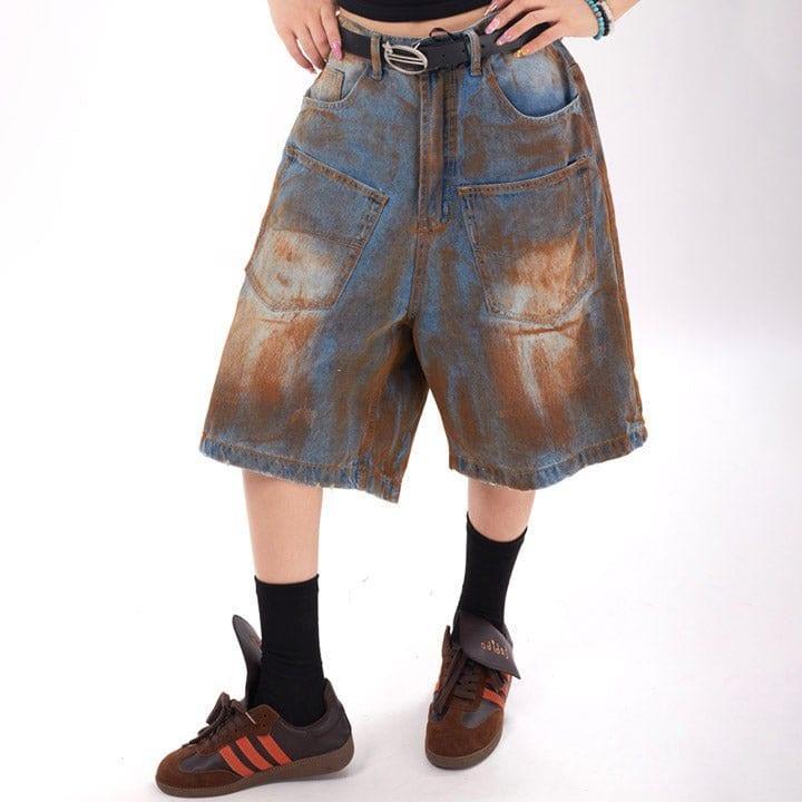 Tntwear® Edgy Washed Denim Shorts - tntwear1