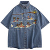 Tntwear Chic Short Sleeves Denim Shirt Beach Party - tntwear1